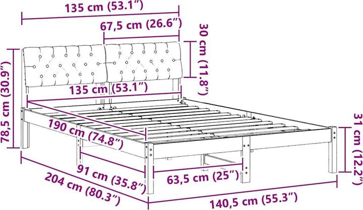 Image du produit vidaXL Plattformbettgestell (135 x 190 cm)