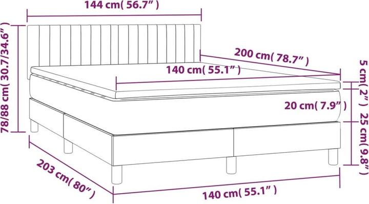 Produktbild vidaXL Boxspringbett (140 x 200 cm)