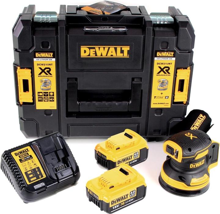 Produktbild DeWalt DCW 210 M2 Akku Exzenterschleifer Brushless 18V 12.000U/min 125mm + 2x Akkus 4,0 Ah + 1x Schn (Exzenterschleifer)