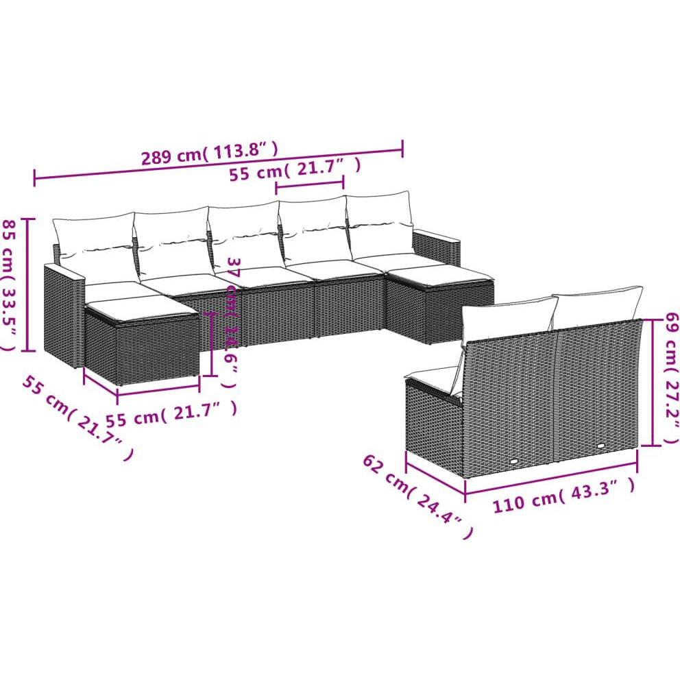 Thumbnail - VidaXL, Gartenlounge, 10-tlg. Garten-Lounge-Set mit Kissen