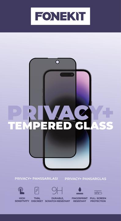 Immagine prodotto FoneKit Privacy+ Full Cover Tempered Glass, Google Pixel 9, black (1 Pezzo/i, Google Pixel 9)