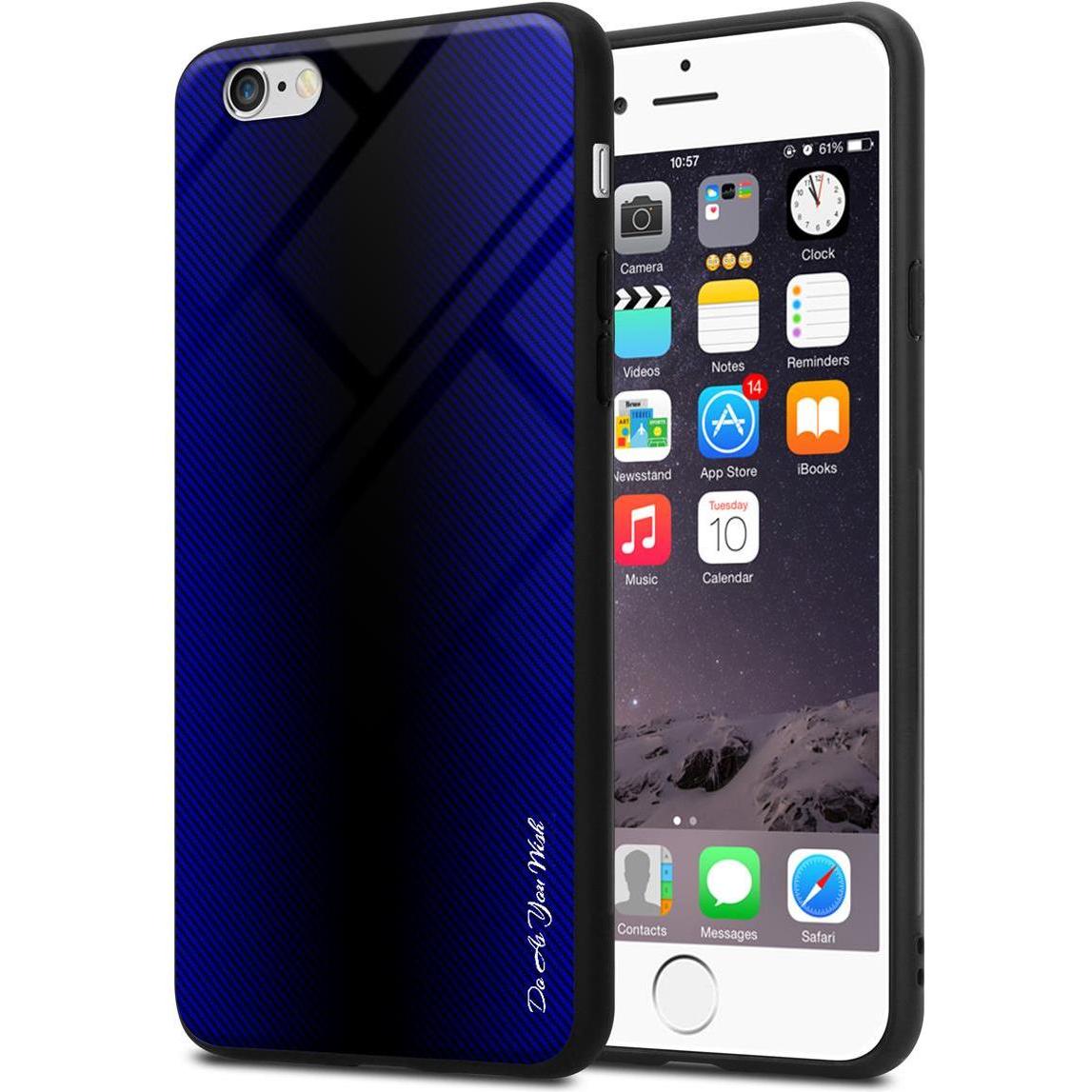 Cadorabo TPU Gestreiftes Glas Cover (Apple iPhone 6), Smartphone Hülle, Violett