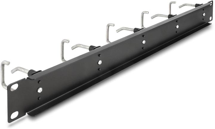 Image du produit Delock 48,30cm (19") Panneau de gestion des câbles avec 5 étriers métalliques 1U noir