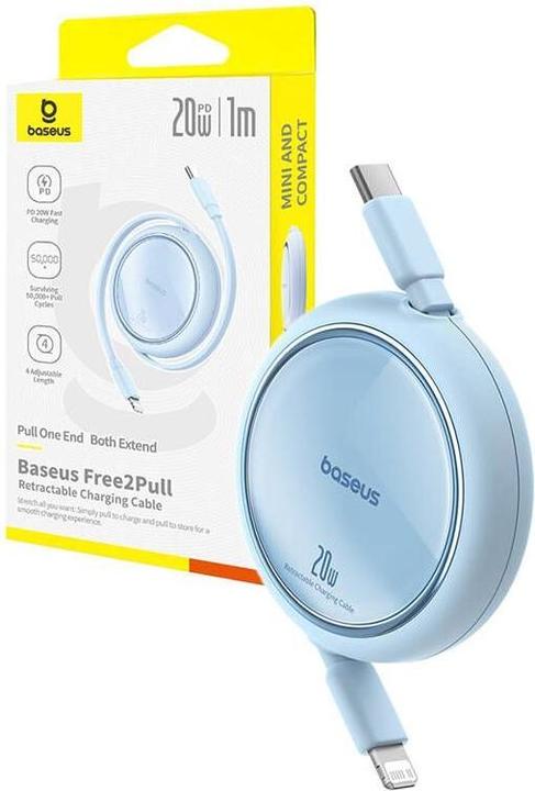 Produktbild Baseus Free2Pull retractable USB-C / Lightning cable 20W 1m - blue (1 m, 20 W)