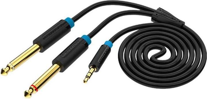 Produktbild Vention BACBJ Male TRS 3.5mm to 2x Male 6.35mm Audio Cable 5m Black (5 m)