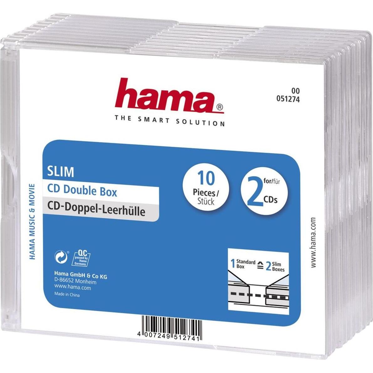Hama Custodia per CD vuota Slim Double, confezione da 10, Accessori per disco ottico
