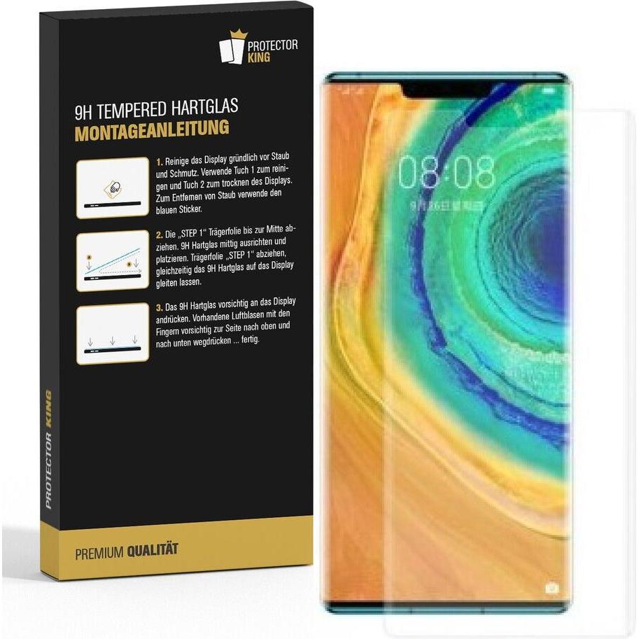 Thumbnail - Protectorking 1x echtes Tempered 9H Panzerhartglas 3D KLAR (1 Stück, Huawei Mate 30), Smartphone Schutzfolie