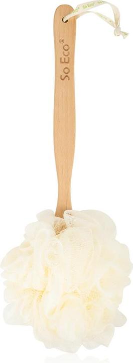 Actual product image ECO Long Handle Shower Pouf White