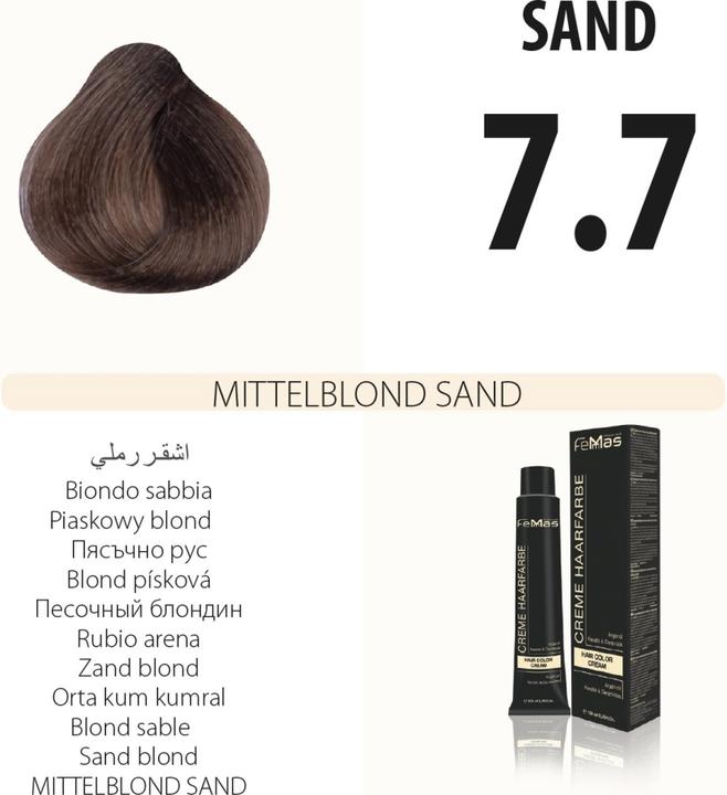 Image du produit FemMas 7.7) Coloration Blond Moyen Sable 100ml (Blond moyen sable)