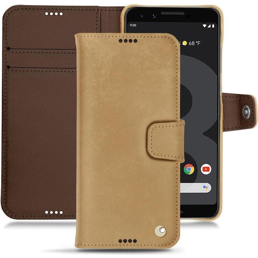 Noreve Lederschutzhülle Wallet (Google Pixel 3), Smartphone Hülle, Braun