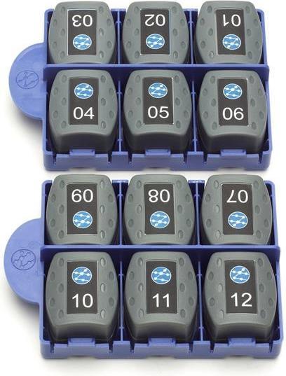 Elma Instruments Remote control units for VDV II testere består af 12 stk, nummreret 1-12