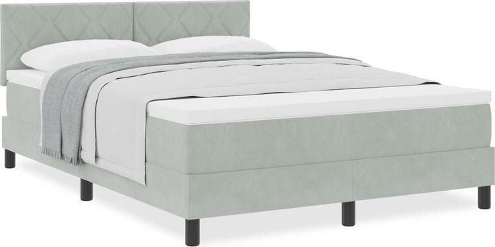 VidaXL Boxspringbett mit Matratze Hellgrau 140x200 cm Samt (140 x 200 cm)