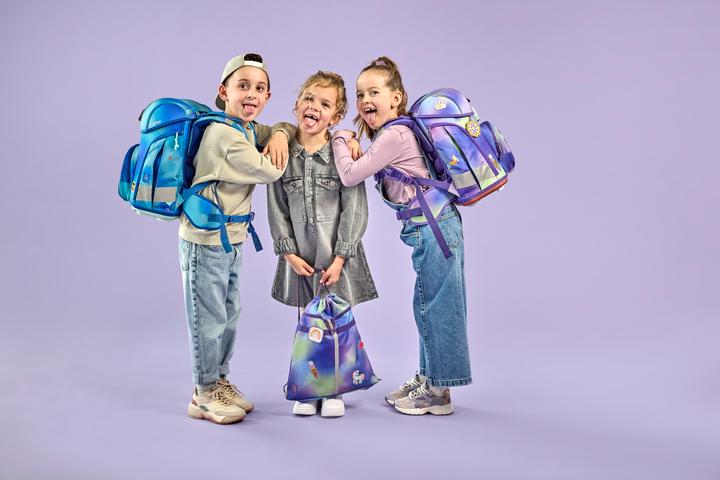 Actual product image Lässig Schulrucksack-Set Boxy, Lila / Grün (21 l)