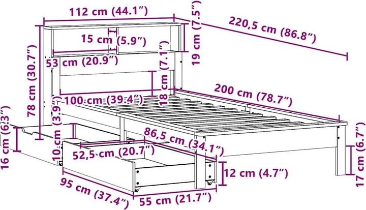 Produktbild vidaXL Bettgestell (100 x 200 cm)