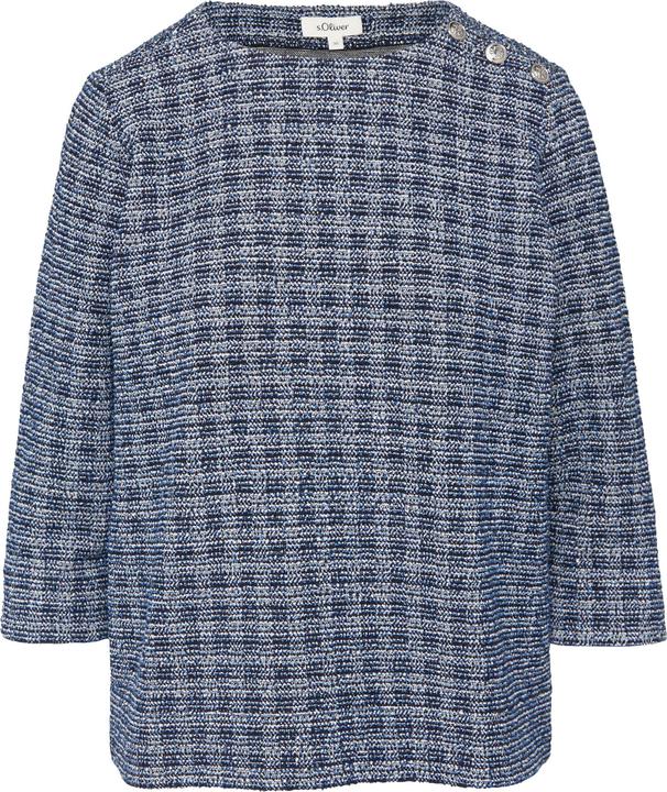 Produktbild S.Oliver Sweatshirt Bouclé-Shirt mit Zierknöpfen und 3/4-Ärmeln (40)