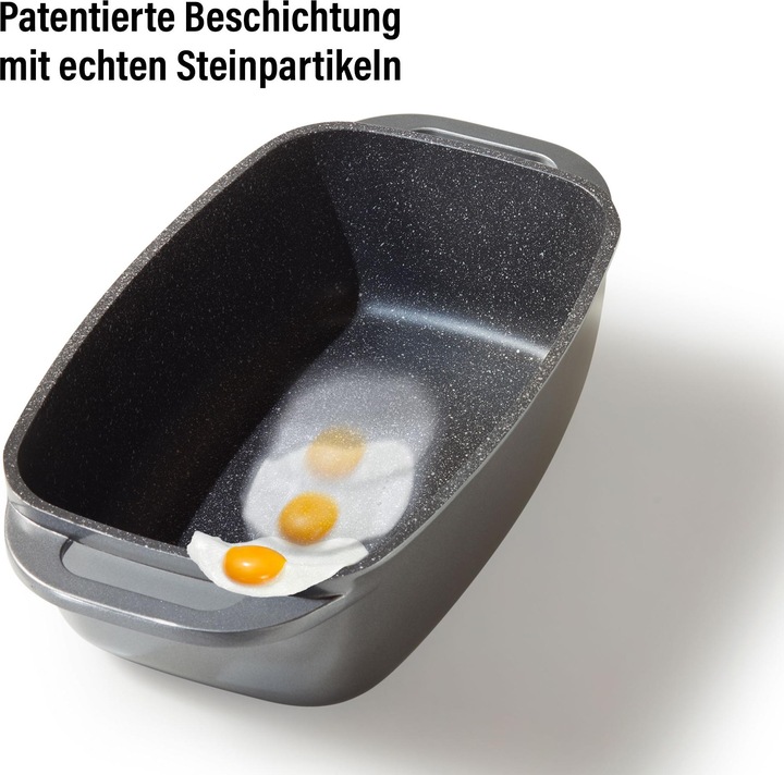 Produktbild Stoneline Bräter 40 x 22 cm mit Deckel, Backofen und Induktion geeignet, Antihaftbeschichtung, grau (Bräter + Schmortopf, Aluminium)
