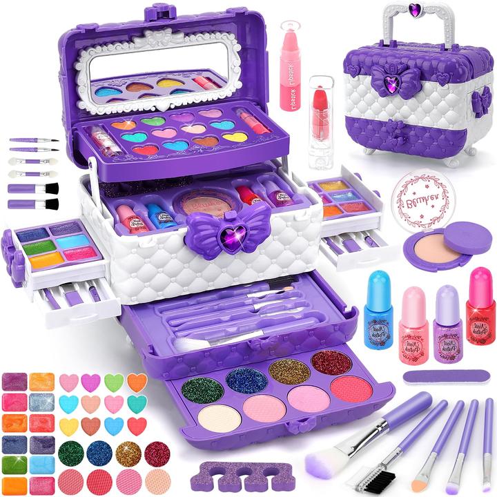 Actual product image Activity Board Make-up case, 54PCS Washable children's make-up set