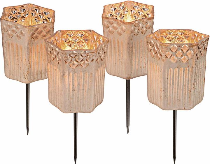 Image du produit Loberon Photophore enfichable Set de 4 Fontain argenté antique (4 x, H)