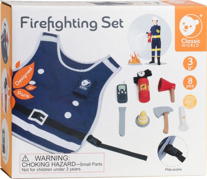 Immagine prodotto Classic World Set da gioco per pompieri in legno, 8 pezzi.