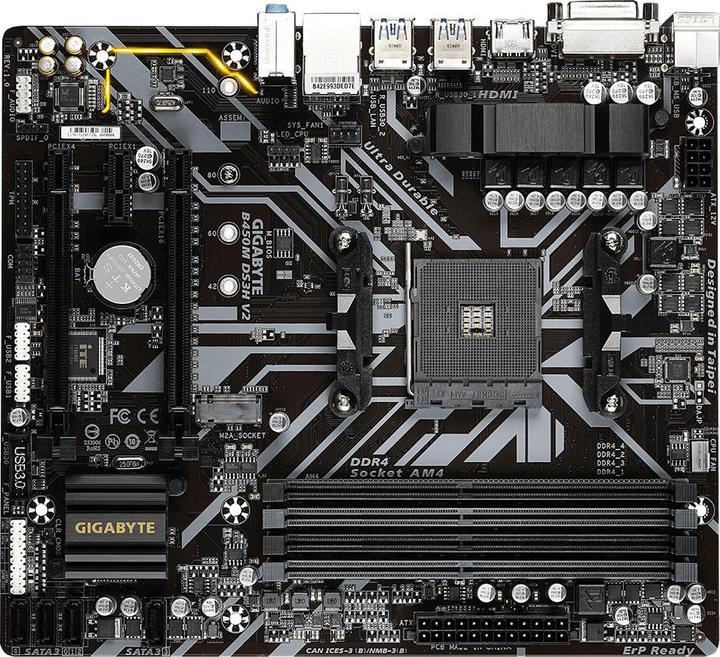 Actual product image Gigabyte B450M DS3H V2 (AM4, AMD B450, mATX)