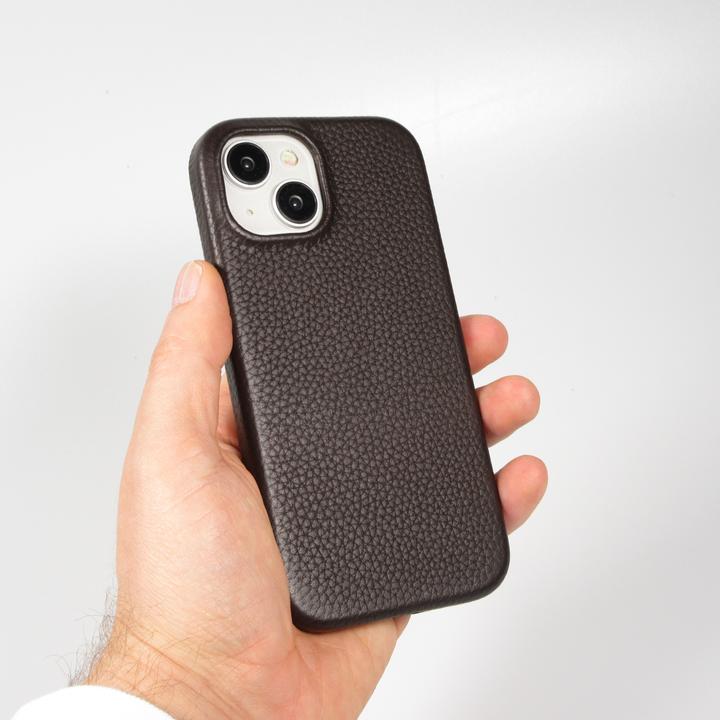 Image du produit PhoneLook Coque Cuir de veau luxe grainé intégral avec boutons métalliques et MagSafe foncé (Apple iPhone 15)