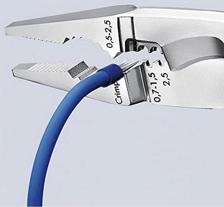 Produktbild Knipex Elektroinstallationszange L.200mm VDE ohne Öffnungsfeder verchromt 2Komp.-Hüllen m.Abgleitschutz... (200 mm)