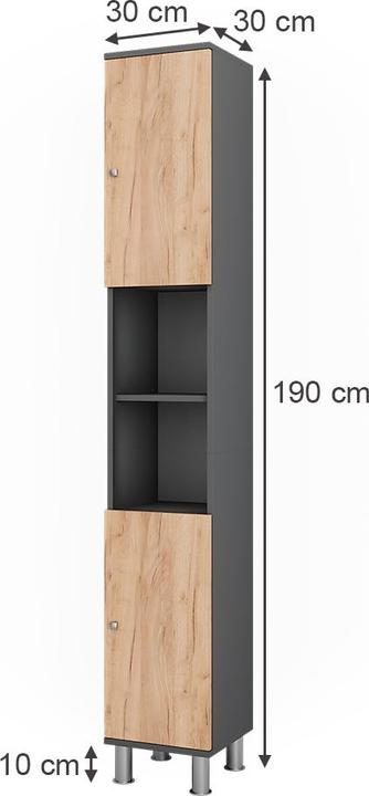 Actual product image Vicco Hochschrank Fynn, Anthrazit/Goldkraft Eiche, 30 x 190 cm