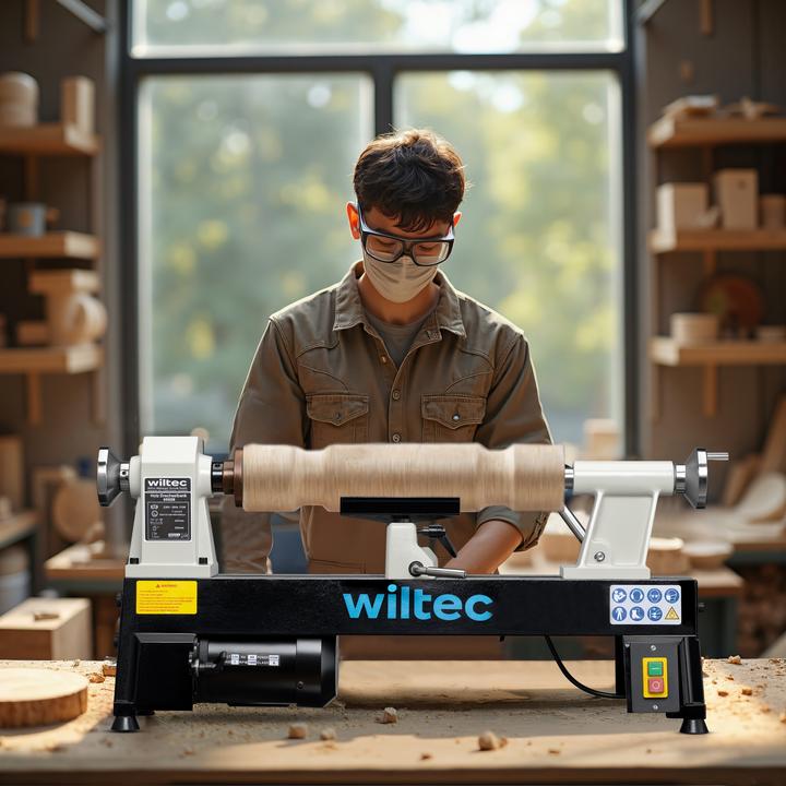 Produktbild Wiltec Drechselbank 370W Drechselmaschine Drehbank Drechsler Holz Dreheisen