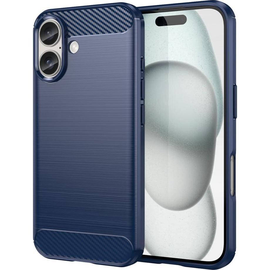 Hurtel Carbon Case for iPhone 16 Silicone Case - Blue (Apple iPhone 16), Smartphone Hülle, Blau