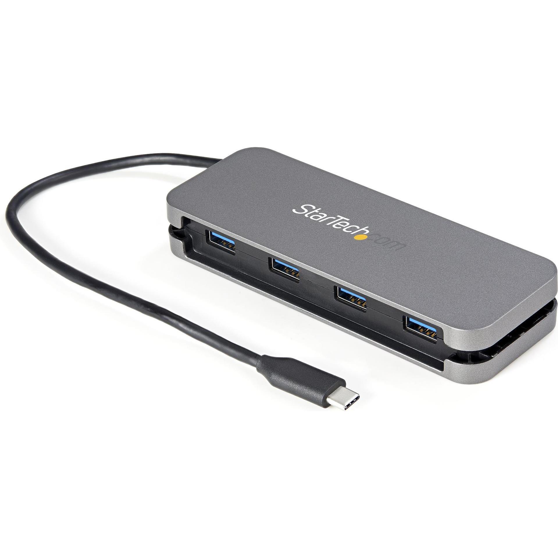 StarTech .com Hub USB-C a 4 porte (USB-C, 4 porte), Docking station + Hub USB, Nero, Grigio