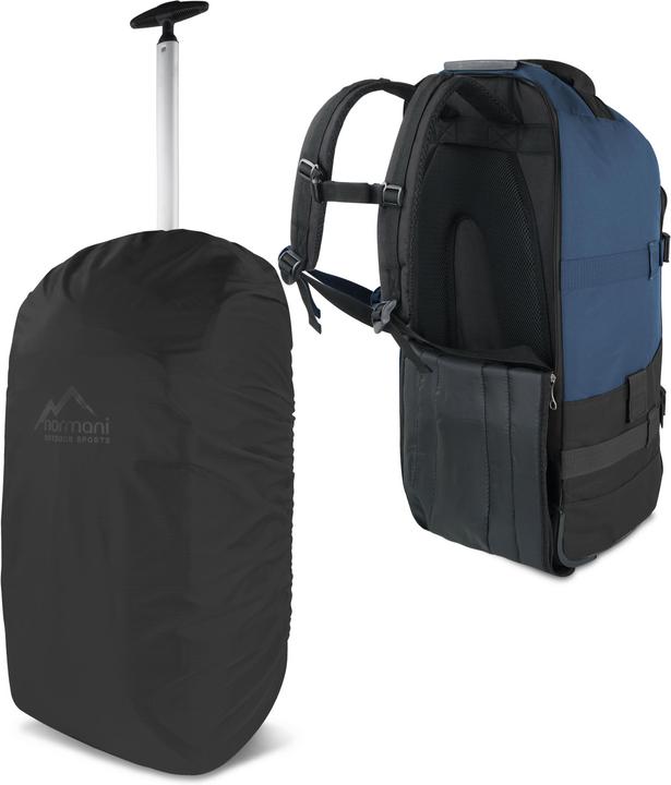 Produktbild Normani Reisetasche „Melano“ mit Rucksackfunktion und Regenüberzug Schwarz/Navy (60 l)