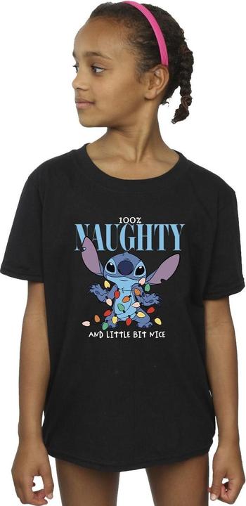Actual product image Disney Girls Lilo & Stitch Naughty & Nice Cotton T-Shirt (116)
