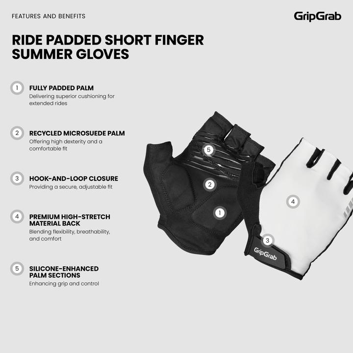 Actual product image GripGrab RIDE Padded Short Finger Summer Gloves (XS)