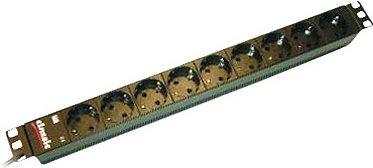 Actual product image Bachmann 48,30cm (19")-socket strip ALU 1HE, 8-way, s. black, protective contact, 2 m, with switch (8x, CEE 7/3, 2 m)