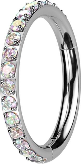 Immagine prodotto Star Piercing Anello a micro segmenti con cerniera in argento con cristalli multicolore (Titanio G23, senza ottone)
