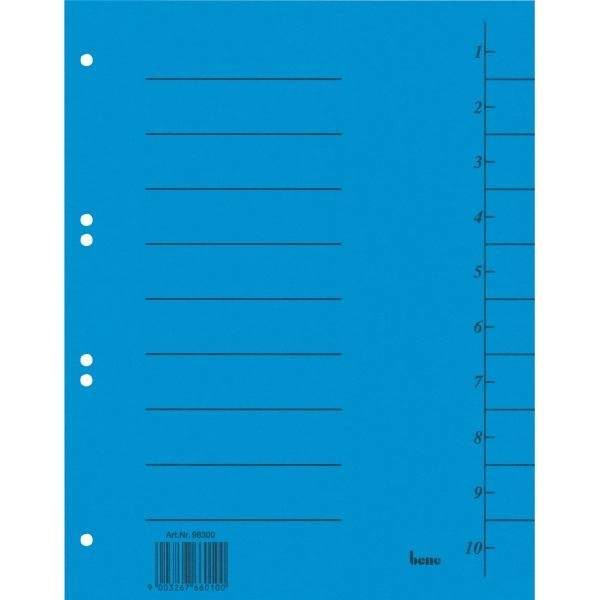 Bene, Ordner Zubehör, 98300BL Trennblätter Intensi.blau 50St