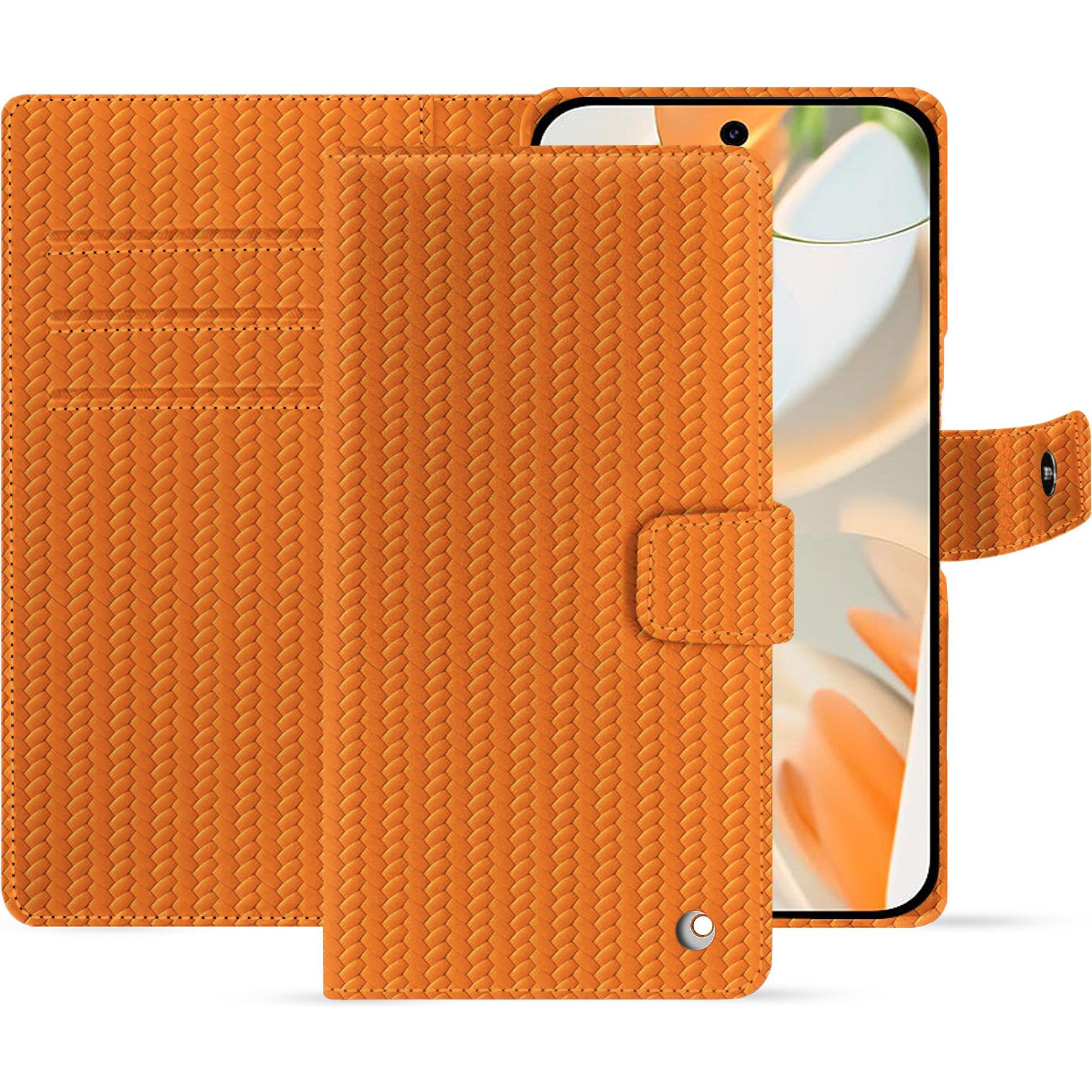Noreve Lederschutzhülle Google Pixel 9 Pro (Google Pixel 9 Pro), Smartphone Hülle, Orange