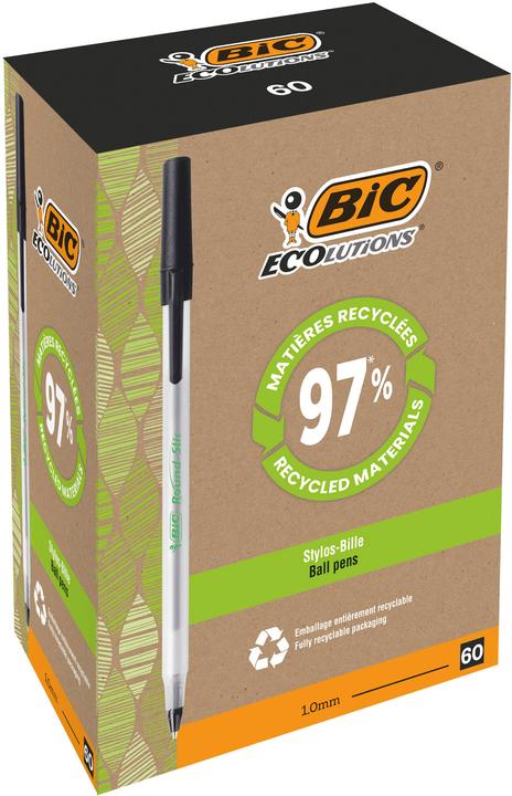 Actual product image Bic 8932392 Ballpoint Pen Black Stick Ballpoint 60 Piece(s) (Black, Transparent, 60 x)