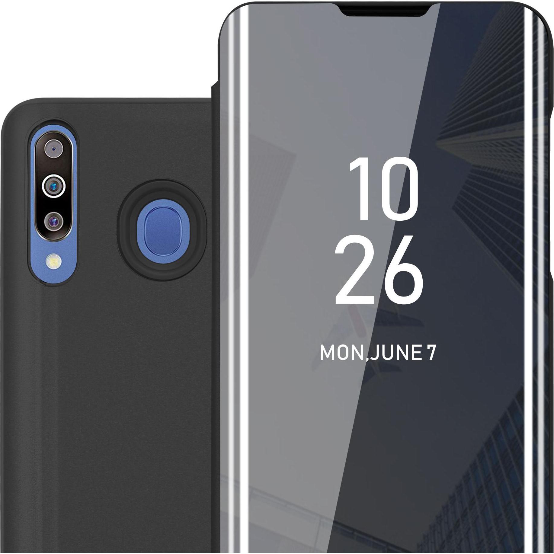 Cadorabo Book Smart View Spiegel Cover (Samsung Galaxy A40s, Samsung Galaxy M30), Smartphone Hülle, Schwarz