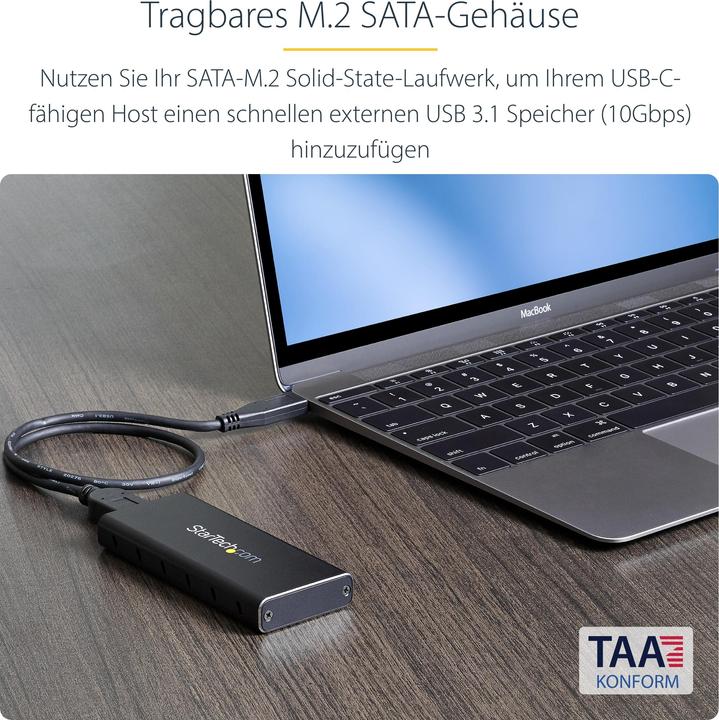 Produktbild StarTech M.2 SATA ENCLOSURE - W/ USB C (M.2, M.2 2230, M.2 2242, M.2 2260)