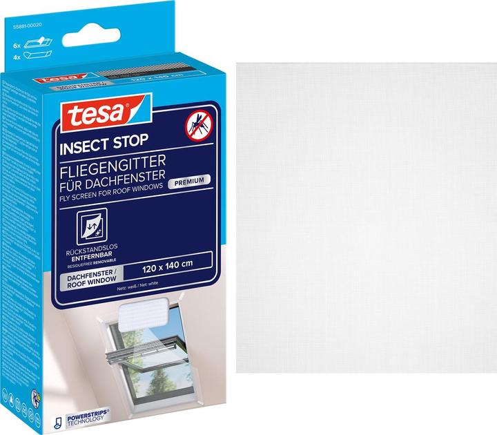 Actual product image tesa COMFORT insect screen for roof windows, with Velcro tape, self-adhesive, without drilling (120 x 140 cm)