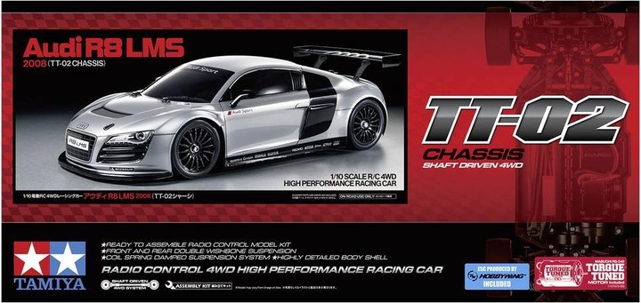 Immagine prodotto Tamiya 1/10 RC Audi R8 LMS 2008 (TT-02) (Kit)
