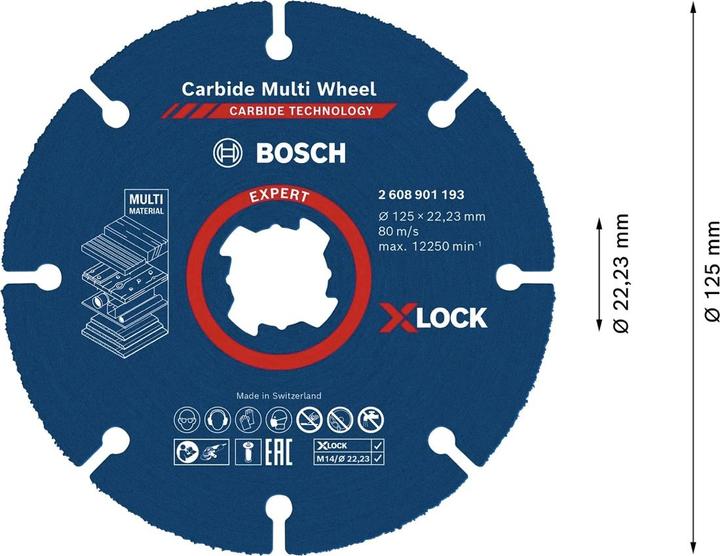 Immagine prodotto Bosch Professional Zubehör Dischi da taglio EXPERT Carbide Multi Wheel X-LOCK, 125 mm, 22,23 mm, 10 pezzi.