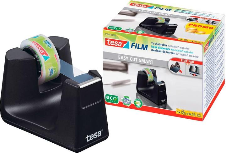 Produktbild tesa EASY CUT SMART Klebebandabroller für Tische, mit Anti-Rutsch-Technologie, inkl. 1 Rolle tesafilm