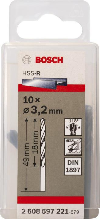 Produktbild Bosch Professional Zubehör Karosseriebohrer HSS-R, DIN 1897, 3,2 x 18 x 49 mm, 10er-Pack (3.2 mm)