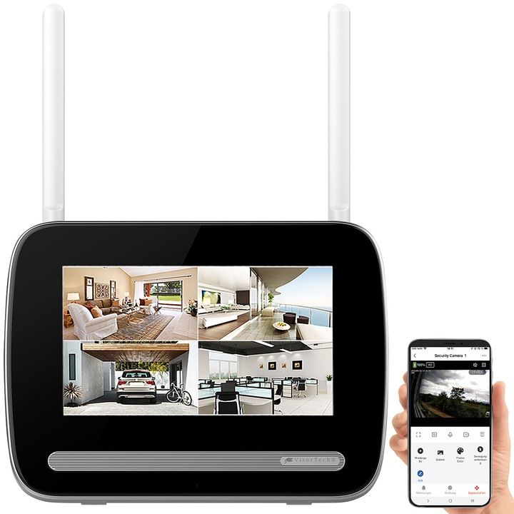 VisorTech Registratore di sorveglianza radio per telecamere 2K DSC-500.cam/501.cam, con applicazione (Videoregistratore di rete (NVR))