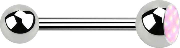Produktbild Star Piercing Barbell silber mit Kugel und Kugel Epoxidstein pink (ohne Messing, Chirurgenstahl 316L)