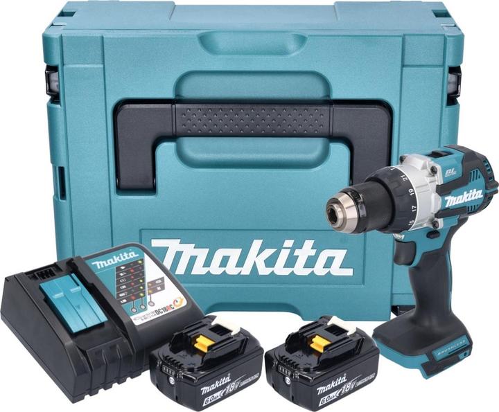 Produktbild Makita DHP 489 RGJ Akku Schlagbohrschrauber 18 V 73 Nm Brushless + 2x Akku 6,0 Ah + Ladegerät +