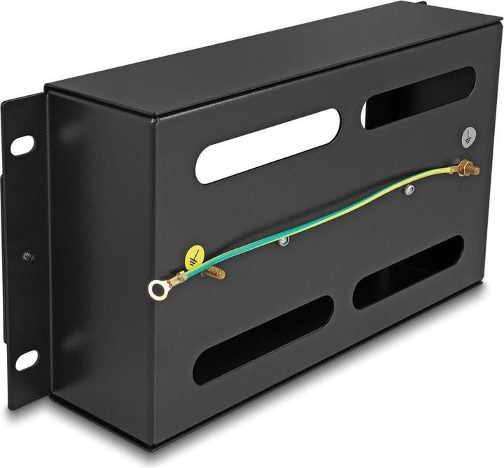 Produktbild Delock 10" Schutzschalterleiste mit Abdeckung und Hutschiene 3 HE Metall schwarz