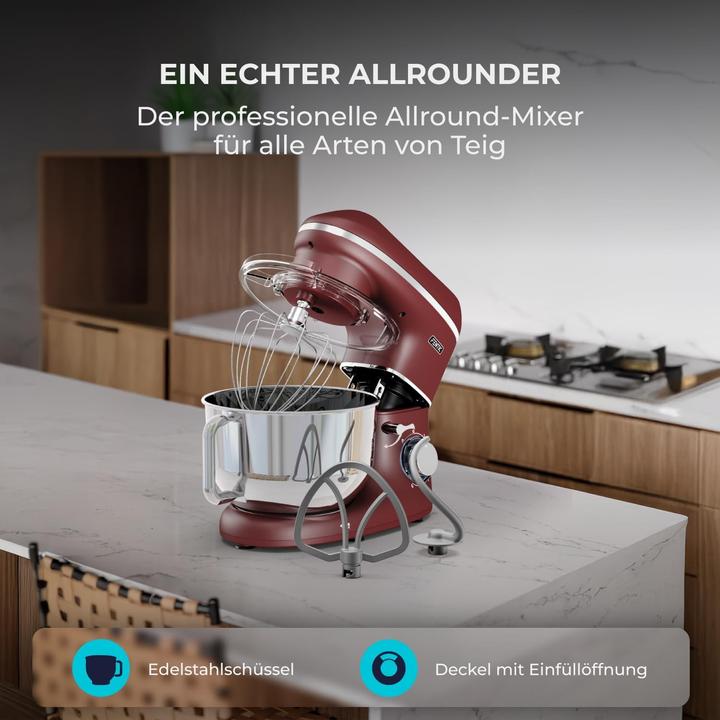 Produktbild Fentic Keukenmachine - 1500W - RVS Mengkom (6,2 L) - Keukenrobot - Mixer met Garde, Deeghaak en Menghaak - (2000 W, 6.20 l)